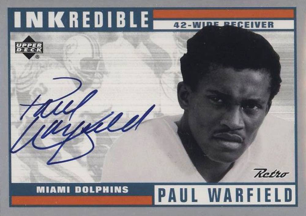 Pristine, Paul Warfield Signed, NFL Hall Of Fame, Goal Line Art Card,  Series One