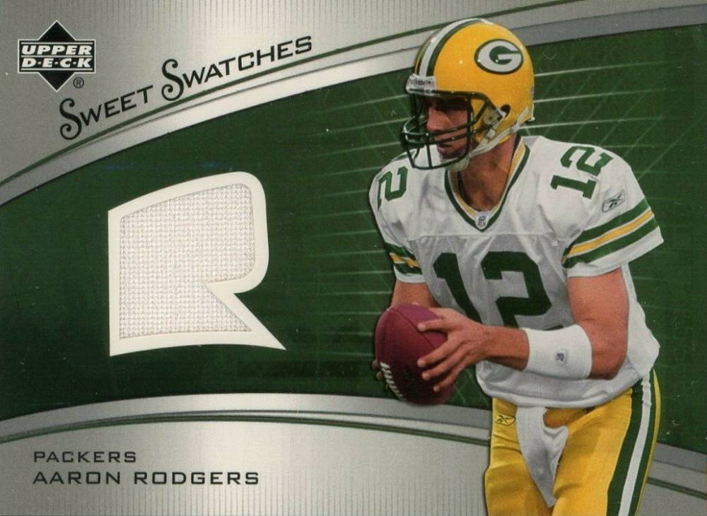 2005 Upper Deck Sweet Spot Sweet Swatches Rookie Aaron Rodgers #SR-AR Football Card