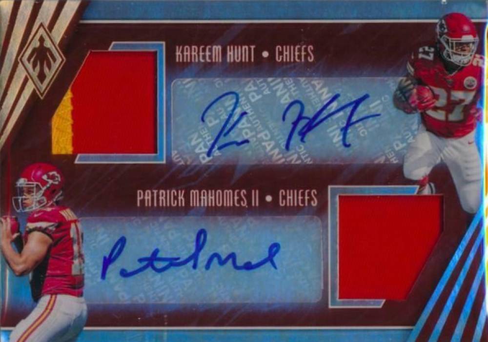 2017 Panini Phoenix Dual Patch Autographs Kareem Hunt/Patrick Mahomes II #HM Football Card