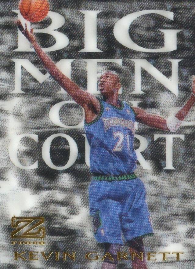 1997 Skybox Z-Force Big Men on Court Kevin Garnett #5 Basketball Card