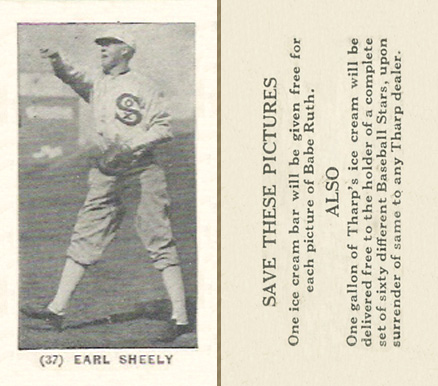 1928 Tharp's Ice Cream Earl Sheely #37 Baseball Card