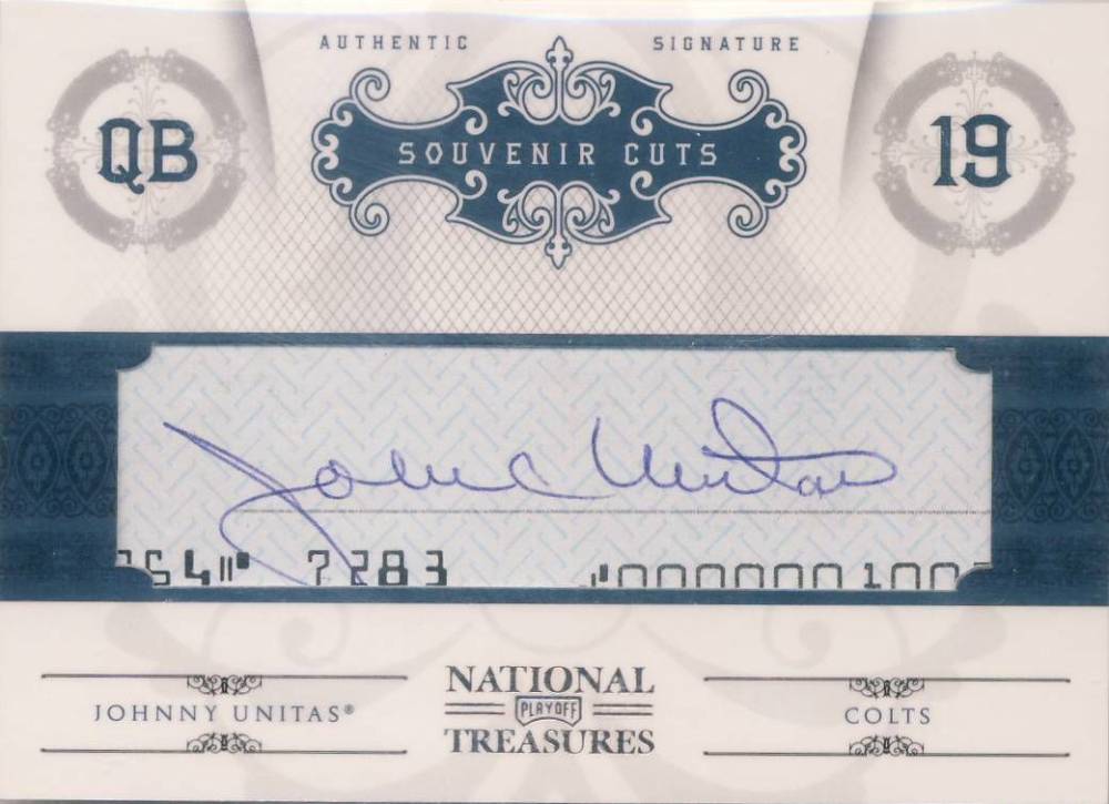 2010 Playoff National Treasures Souvenir Cuts Johnny Unitas #9 Football Card