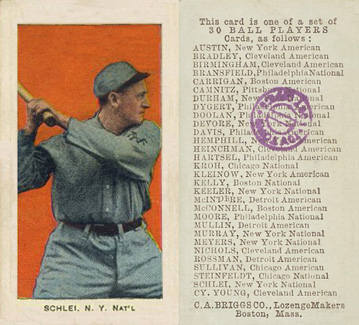 1909 C. A. Briggs Color Schei, N.Y. Nat'l # Baseball Card