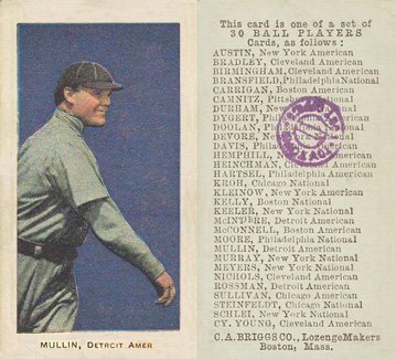 1909 C. A. Briggs Color Mullin, Detroit Amer. # Baseball Card