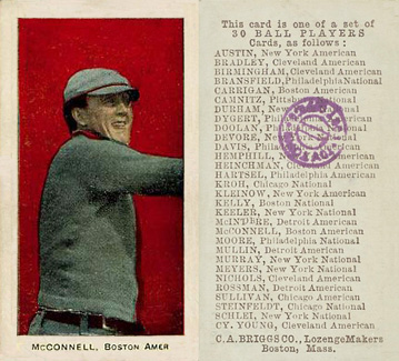 1909 C. A. Briggs Color McConnell, Boston Amer. # Baseball Card
