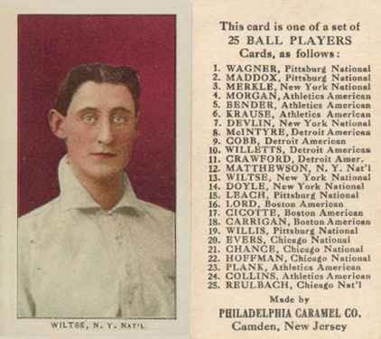 1909 Philadelphia Caramel Wiltse, NY Nat'l # Baseball Card