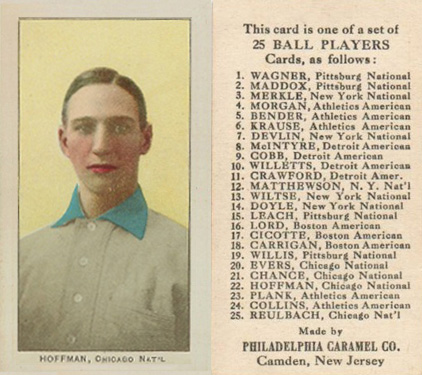 1909 Philadelphia Caramel Hoffman, Chicago Nat'l # Baseball Card