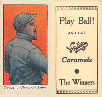 1909 Nadja Caramel Young, p. Cleveland Amer. # Baseball Card