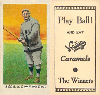 1909 Nadja Caramel Schlei, c. New York Nat'l. # Baseball Card
