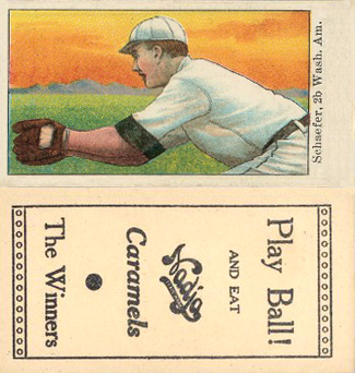 1909 Nadja Caramel Schaefer, 2b. Wash. Am. # Baseball Card