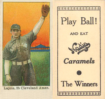 1909 Nadja Caramel Lajoie, 2b Cleveland Amer. # Baseball Card