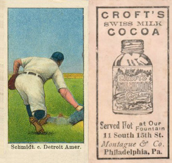 1909 Croft's Cocoa Schmidt, c. Detroit Amer. # Baseball Card