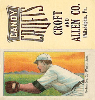 1909 Croft's Candy Schaefer, 2b. Wash. Am. #40 Baseball Card