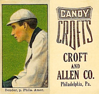 1909 Croft's Candy Bender, p. Phila. Am. # Baseball Card