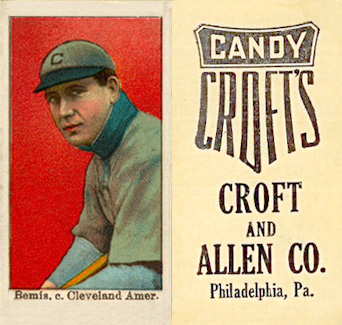 1909 Croft's Candy Bemis, c. Cleveland Amer. # Baseball Card