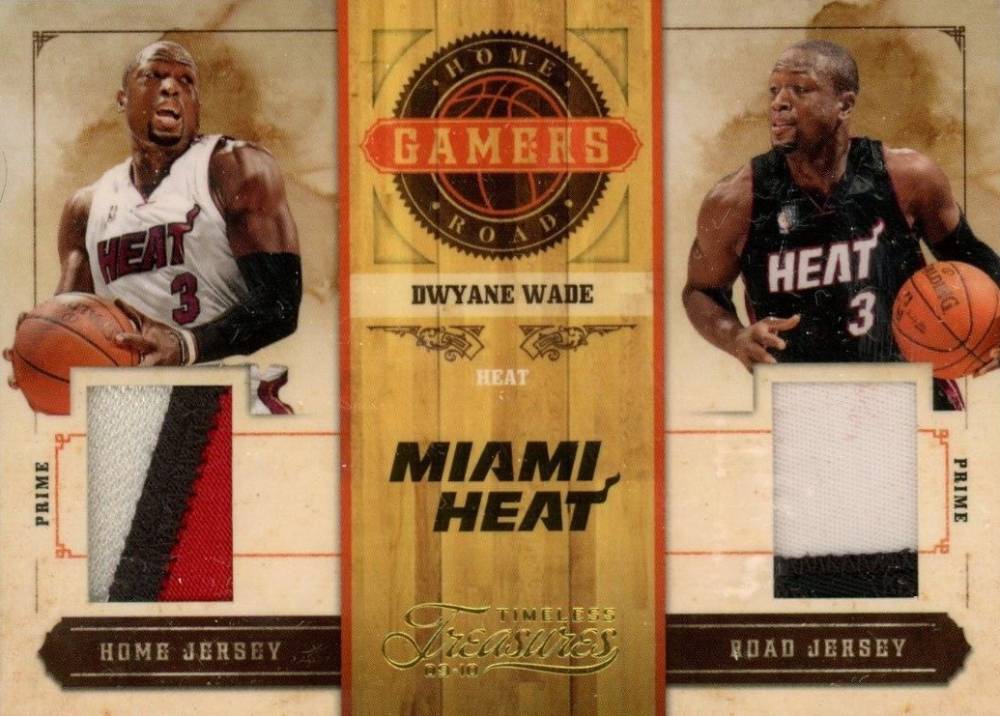 2009 Panini Timeless Treasures Home & Road Gamers Materials Dwyane Wade #19 Basketball Card