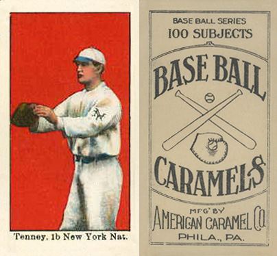 1909 E90-1 American Caramel Tenney, 1b, New York Nat'l # Baseball Card