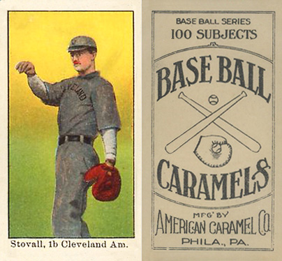 1909 E90-1 American Caramel Stovall, 1b, Cleveland Amer. # Baseball Card