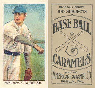1909 E90-1 American Caramel Schlitzer, p. Boston Amer. # Baseball Card