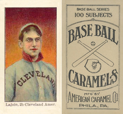 1909 E90-1 American Caramel Lajoie, 2b Cleveland Amer. # Baseball Card