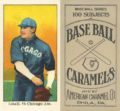 1909 E90-1 American Caramel Isbell, 1b Chicago Amer. # Baseball Card