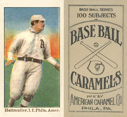 1909 E90-1 American Caramel Heitmuller, l.f. Phila. Amer. # Baseball Card