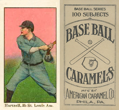 1909 American Caramel Hartzell, r.f. St. Louis Am. #50 Baseball Card