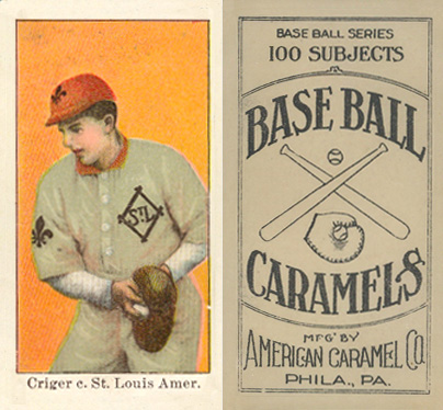 1909 E90-1 American Caramel Criger, c. St. Louis Amer. #29 Baseball Card