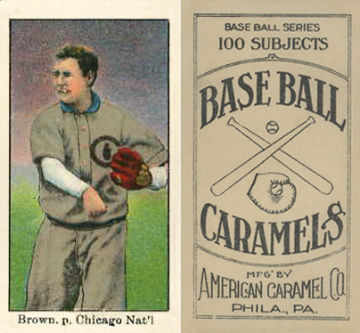 1909 E90-1 American Caramel M. Brown, p, Chicago Nat'l # Baseball Card