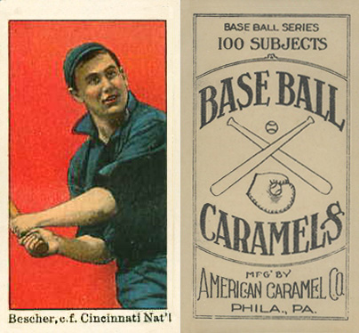 1909 E90-1 American Caramel Bescher, c.f. Cincinnati Nat'l # Baseball Card