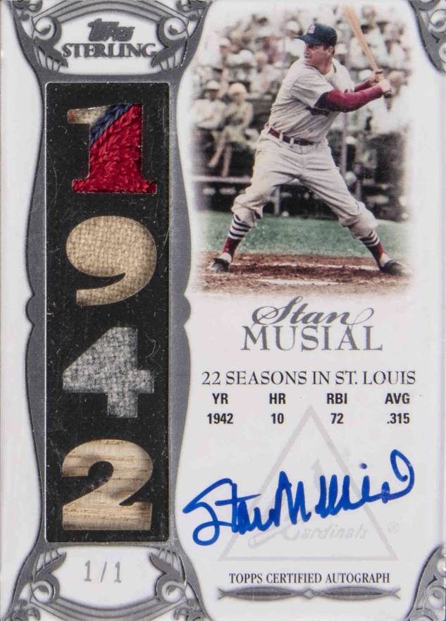 2006 Topps Sterling Moments Relic Autographs Stan Musial #STL2 Baseball Card