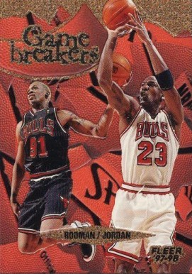 1997 Fleer Game Breakers Dennis Rodman/Michael Jordan #1 Basketball Card