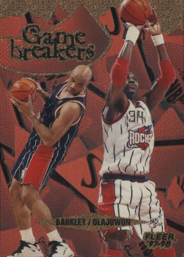1997 Fleer Game Breakers Charles Barkley/Hakeem Olajuwon #4 Basketball Card