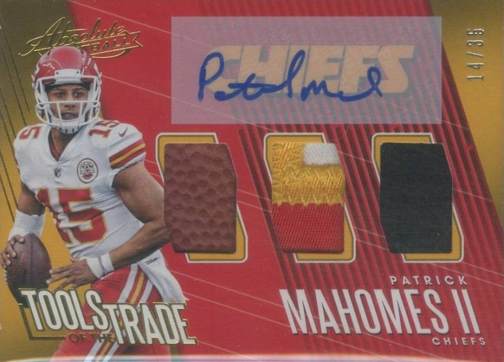 2018 Panini Absolute Tools of the Trade Triple Relic Autograph Patrick Mahomes II #TT-PM Football Card