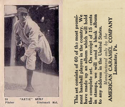 1927 American Caramel--Series of 60 "Artie" Nehf #59 Baseball Card