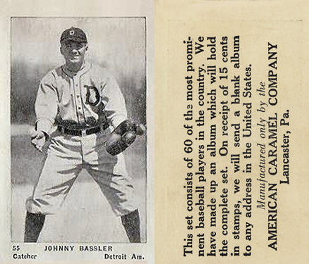 1927 American Caramel--Series of 60 Johnny Bassler #55 Baseball Card