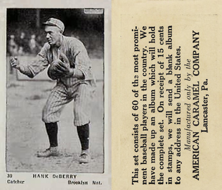1927 American Caramel--Series of 60 Hank DeBerry #30 Baseball Card
