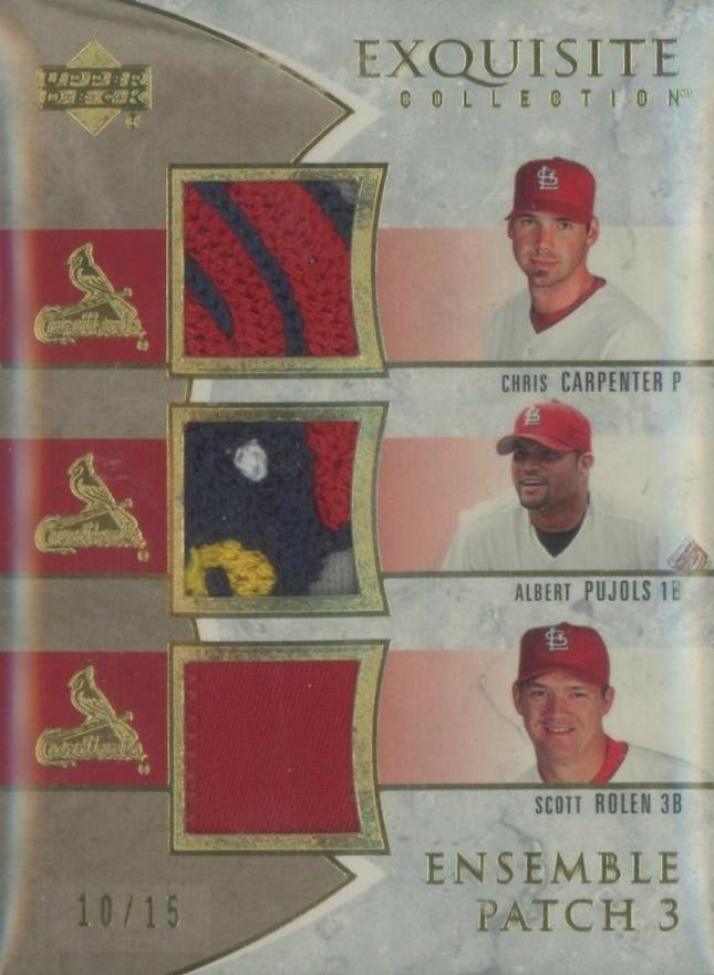 2006 Upper Deck Exquisite Collection Ensemble Patch 3 Chris Carpenter/Albert Pujols/Scott Rolen #CPR Baseball Card