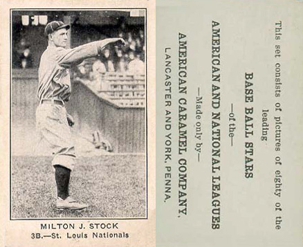 1921 American Caramel--Series of 80 Milton Stock # Baseball Card