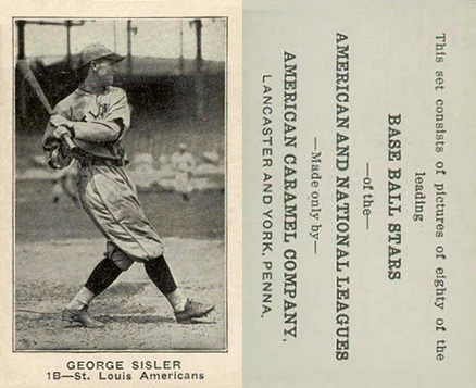 1921 American Caramel--Series of 80 George Sisler #109 Baseball Card