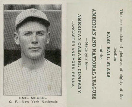 1921 American Caramel--Series of 80 Emil Meusel # Baseball Card