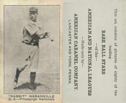 1921 American Caramel--Series of 80 "Rabbit" Maranville # Baseball Card
