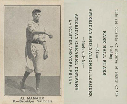 1921 American Caramel--Series of 80 Al Mamaux # Baseball Card