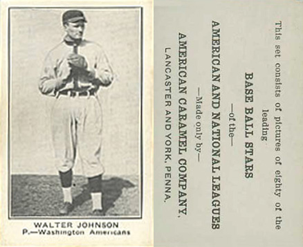 1921 American Caramel--Series of 80 Walter Johnson #54 Baseball Card
