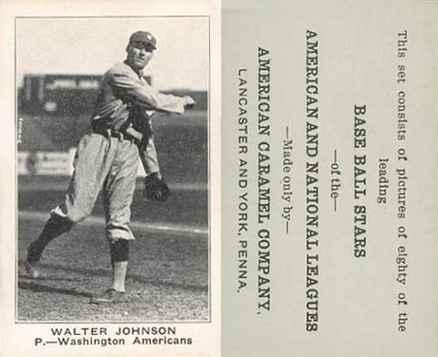 1921 American Caramel--Series of 80 Walter Johnson #53 Baseball Card