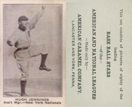 1921 American Caramel--Series of 80 Hugh Jennings # Baseball Card