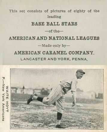 1921 American Caramel--Series of 80 Waite Hoyt # Baseball Card