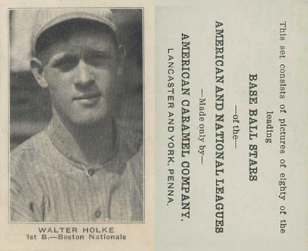 1921 American Caramel--Series of 80 Walter Holke # Baseball Card