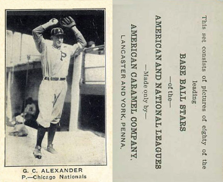 1921 American Caramel--Series of 80 G.C. Alexander # Baseball Card