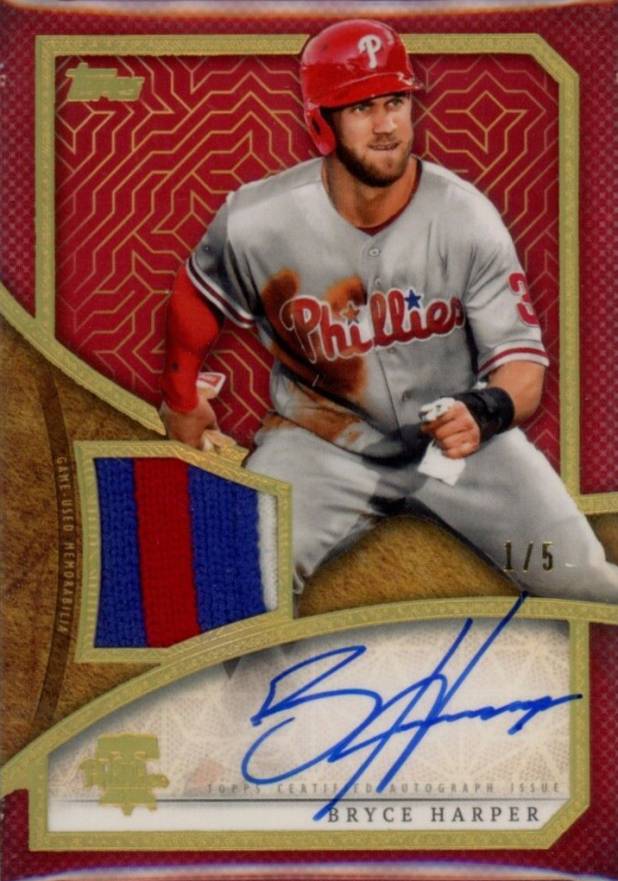 2019 Topps Reverence Autograph Patch Bryce Harper #TRAPBH Baseball Card